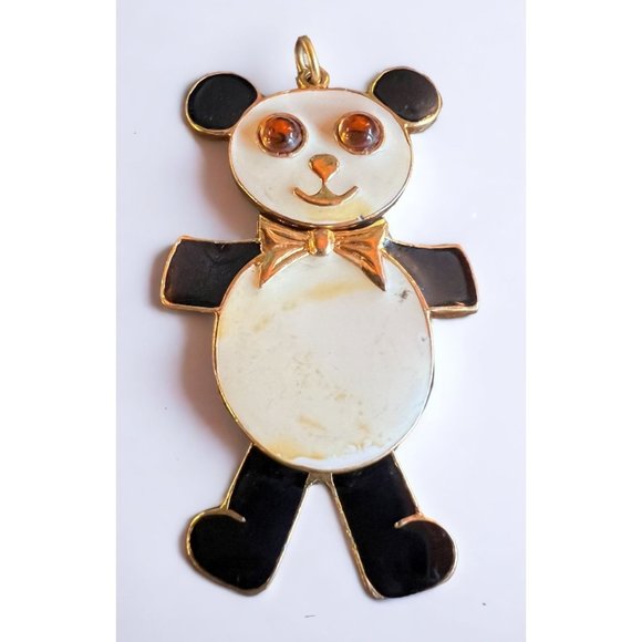 Vintage Art Panda Bear Pendant Charm Dangle Moving Dancing - Picture 1 of 14
